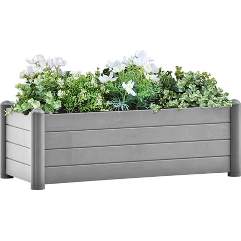 Jardinière de jardin - Balconnière à fleurs Lit surélevé de jardin PP Gris pierre 100x43x35 cm BV851302 - BonneVie (1/5)