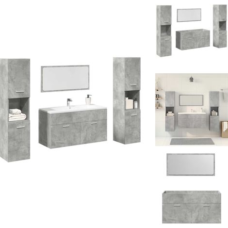 Ensemble de meubles de salle de bain 4 pcs gris béton - Ensemble De Meubles De Salle De Bain - Ensembles De Meubles De Salle De Bain - Armoire De Salle De Bain - Armoire De Rangement De Salle De Bain (1/5)