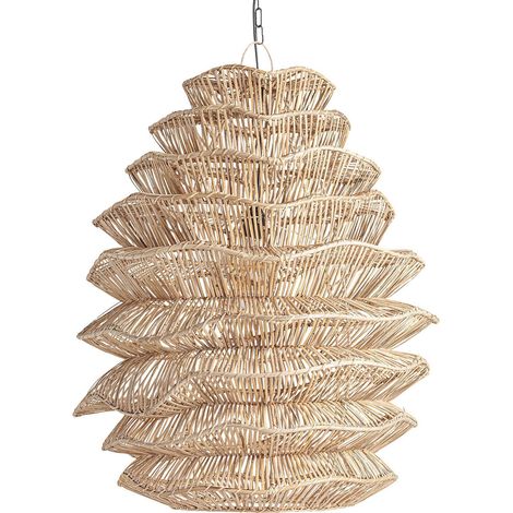 Suspension bohème chic en ratan naturel - Ratan naturel tissé marron chic (1/4)