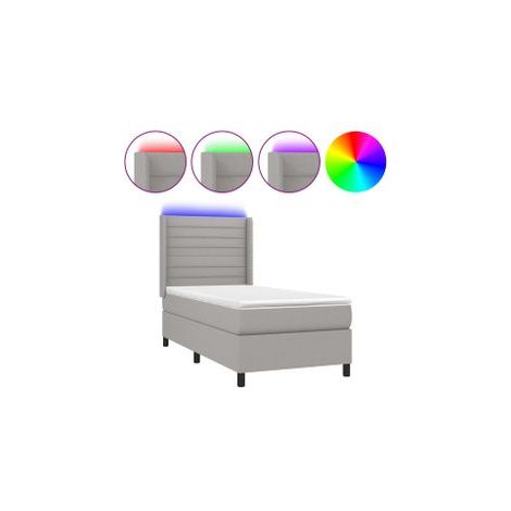 Sommier à lattes de lit matelas LED Gris clair 90x200 Tissu (1/5)