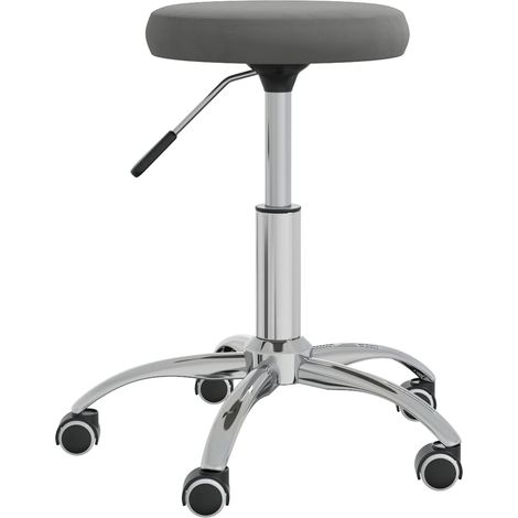 Tabouret de Bureau, Tabouret Pivotant à Roulettes, Tabouret de Bar Hauteur Réglable réglable Velours Gris foncé HAV1846 (1/5)