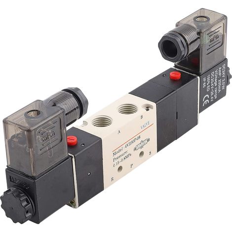 Électrovanne, DC 24V BSP 1/4 Électrovanne Pneumatique Normalement Fermée 3 Positions 5 Voies 0.15-0.8MPa 4V230-08P (1/5)