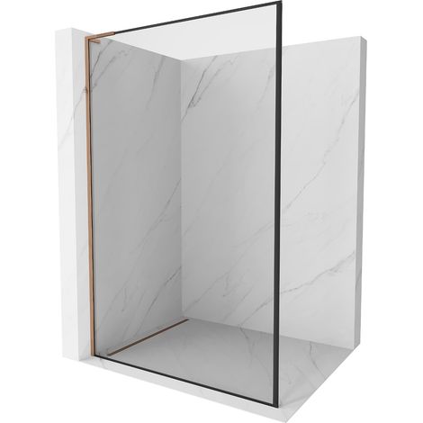 Mexen Kioto L Duschwand Walk-in 50 x 200 cm, schwarzes Muster, roségold - 800-050-103-60-70