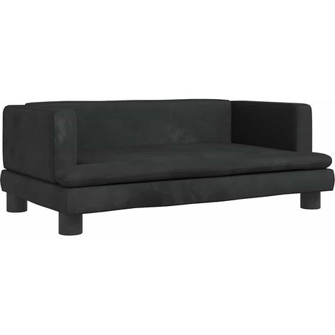 Lit pour chien panier canapé confortable 80 x 45 x 30 cm velours noir (1/5)