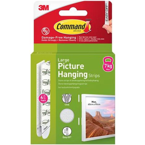 Command Picture Hanging Strips Large, 4 Pairs - Easy Wall Decor