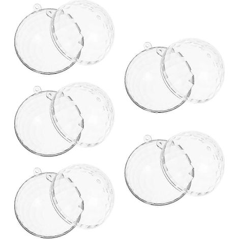 Boules de Noël transparentes à remplir (lot de 5), en plastique transparent, pour loisirs créatifs, décorations festives et fêtes, finition réfléchissante. (1/5)