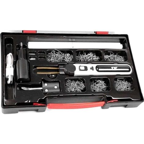 Machine de soudage portable pour plastiques. kit de réparation de fissures de panneaux. agrafeuse à chaud. découpe thermique. ensemble d'outils de réparation de trous en plastique avec lumi.de (1/4)