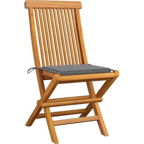 Maison Exclusive - Chaises pliantes avec coussins gris, 8 pièces, en teck massif (1/5)