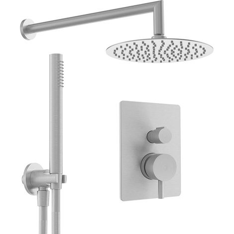 Sistema doccia 2 vie soffione d 250 e doccino nickel spazzolato Katharine (1/4)