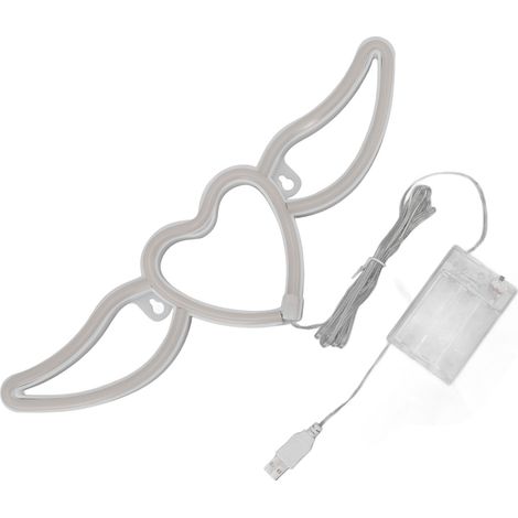 Applique murale néon LED en forme de cœur et d'aile pour restaurants, bars et décorations de fête