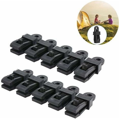 10 clips para lona, clips para toldos de tiendas de campaña exteriores, clips de hebilla de fijación resistentes al viento, clips multifuncionales para cuerdas de viento, clips grandes de fijación ins (1/5)