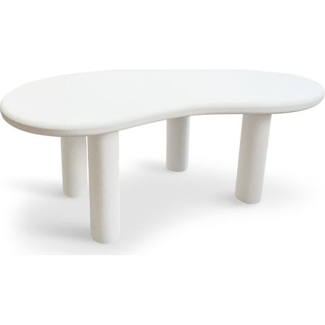 Cotecosy – Table de salle à manger nuage asymétrique 180x100cm – Blanc minéral texturé – 4 places – Design moderne et léger (1/5)