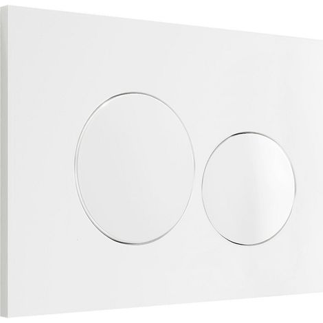Vente-Unique – Plaque de commande WC double touche – Blanc brillant – ABS – 21 cm x 13.8 cm – Compatible avec WC suspendus