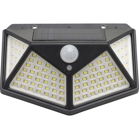 Lampada da Parete Solare a Led con Sensore di Luce e Movimento 270 Lumen Ip4x Faretto Led a Batteria, Faretto Solare.