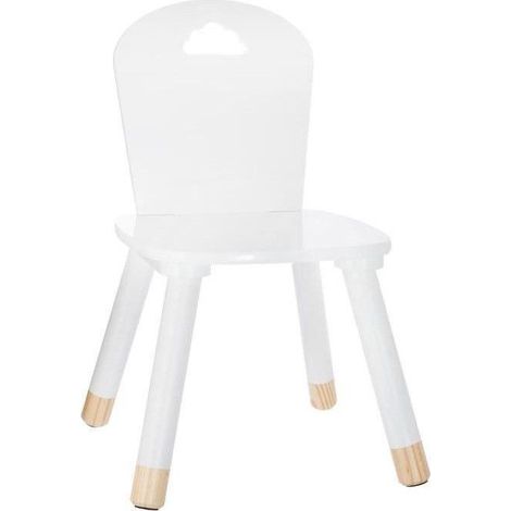 Atmosphera – Chaise enfant blanche 30x30x50cm – MDF et bois de pin – Dossier nuage ergonomique – Pour chambre ou salle de jeu