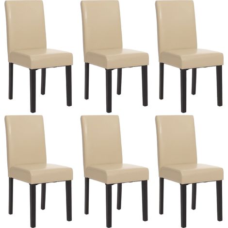 Set 6x sedie Littau ecopelle soggiorno cucina sala da pranzo 56x43x90cm avorio piedi scuri