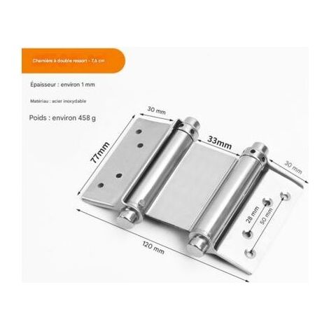 2 pièces 3 \\"en acier inoxydable pouces Double Action ressort charnière salon café porte battante porte charnière charnières (1/3)