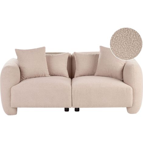 Divano imbottito a profilo ribassato a 3 posti con seduta profonda bouclè beige Eknes