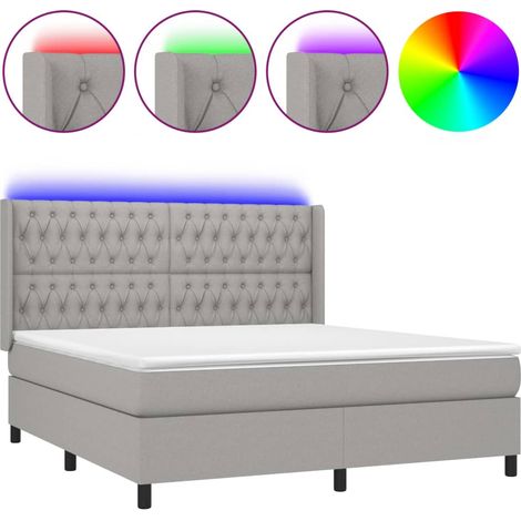 Maison Exclusive - Letto a Molle Materasso e LED Grigio Chiaro 180x200 cm Tessuto (1/5)