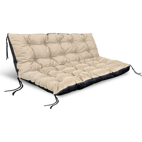 Gartenkissen-Set 120/80 cm + 120/40 cm für eine Bank, Paletten, wasserfest, beige
