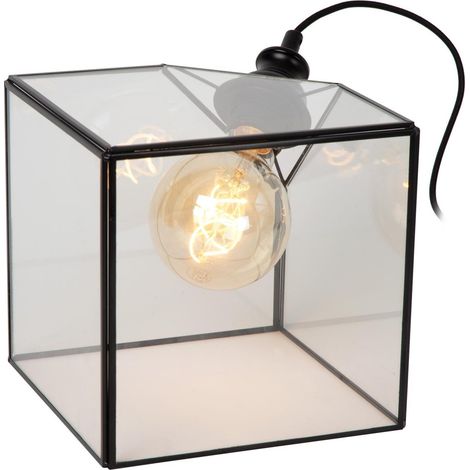 Lampe de table cube en verre transparent E27 Davos Lucide (1/2)