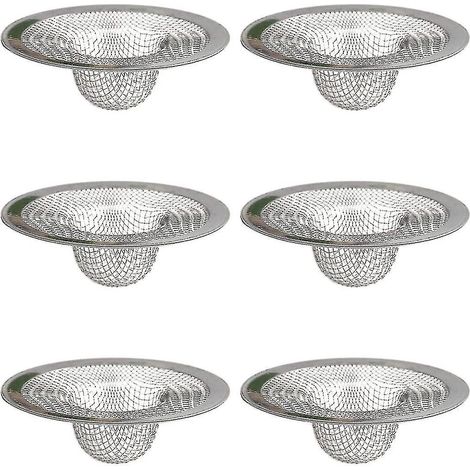 Lot de 6 crépines d'évier en acier inoxydable, filtre de bonde, récupérateur de cheveux, crépine de douche, récupérateur de cheveux pour bonde de douche, bouchon de bonde de douche (1/4)