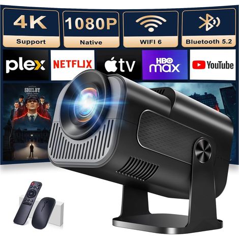 Filiyano – Projecteur Full HD 1080p, avec Wi-Fi 6 et Bluetooth 5.2, projecteur portable 4 K à double contrôle et rotation à 180° compatible Android (1/5)