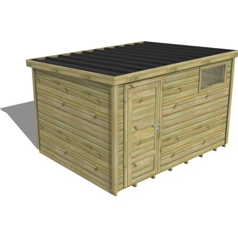 ABRI DE JARDIN bois traité 27mm, Essentiel, 3,4x2,6m, 9m2, Plancher