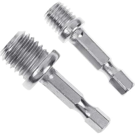 M10+M14 Wood Drill Hex Adapter 2 Pack Electric Wrench to Fit Your High Torque Electric Drill Chuck Quick Connect Chuck for Impact Driver (1/5)