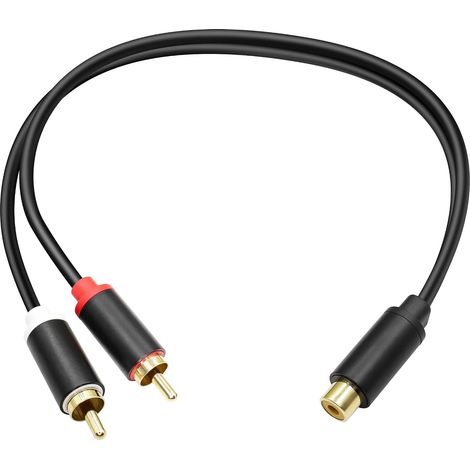 Câble répartiteur RCA Y Adaptateur Connecteur 1 femelle vers 2 mâles Câble d'extension RCA pour caisson de basses, haut-parleur, amplificateur, platine, récepteur, home cinéma (1/5)