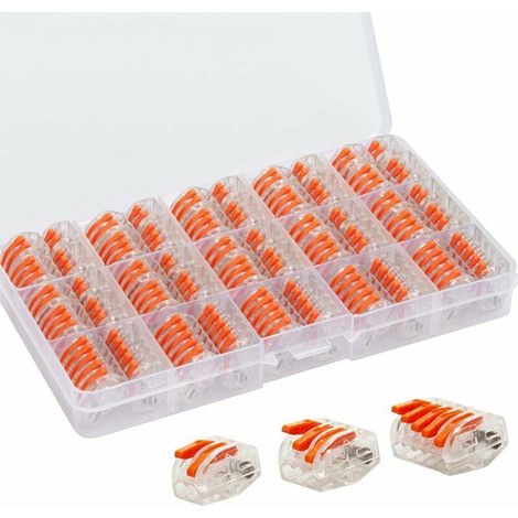 Electrical Connectors - Pack of 50 Quick Wire Connection Terminals - Includes 3 Types of Connectors with 2, 3 and 5 Inputs (1/4)