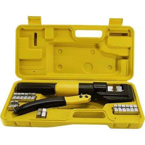 (R) Sertisseuse hydraulique pour bornes de câble de batterie avec outils de sertissage (10 T)