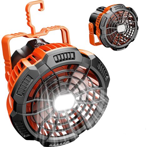 Ventilateur de camping portable 15 000 mAh avec lanterne intégrée - Rechargeable, crochet - Idéal pour les camping-cars et les situations d'urgence en extérieur (1/5)