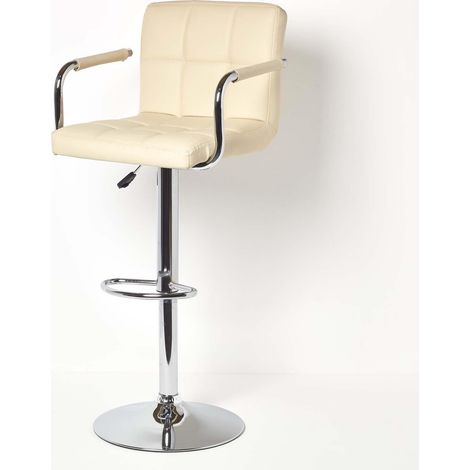 HOMESCAPES Bramley Tabouret de bar Beige avec accoudoirs