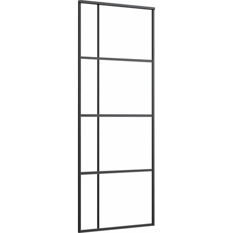 Sliding Door ESG Glass and Aluminium 76x205 cm Black vidaXL