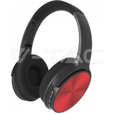 V-TAC Cuffia Senza Fili Bluetooth con Testa Rotante 500mAh Colore Rosso con Custodia (1/5)