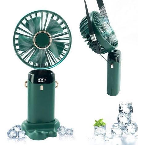 (Dunkelgrün – 3000 mAh) Tragbarer Ventilator, Handventilator, 3000 mAh (7–12 Stunden Betriebsdauer), wiederaufladbarer Handventilator, verstellbare Richtung
