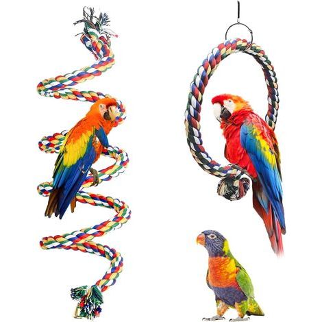 2-teiliges Papageienspielzeug-Set, 150 cm Baumwollseil, 18 cm Schaukel, Vogelkäfigzubehör (1/5)