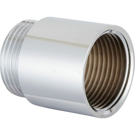 Raccord laiton mâle/femelle – Filetage plomberie – Forme droite – Longueur 10.7cm – Largeur 7.4cm – Finition chromée