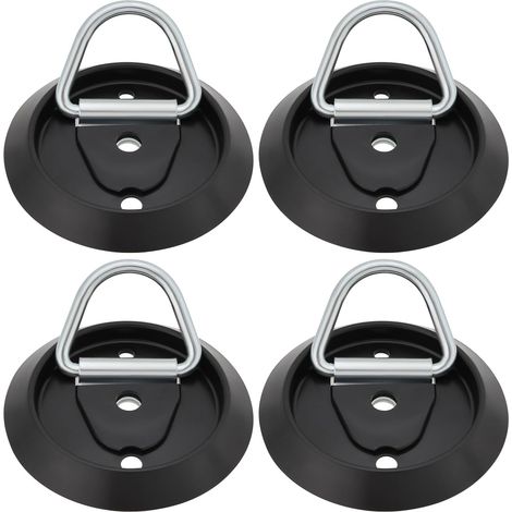 Lot de 4 Anneaux d'arrimage pour Remorque avec Crochet de Plancher de Base pour Fourgonnette Anneau de Couchage Compatible avec Wagon de Remorque 104 X 13 X 10 Mm Noir (1/5)