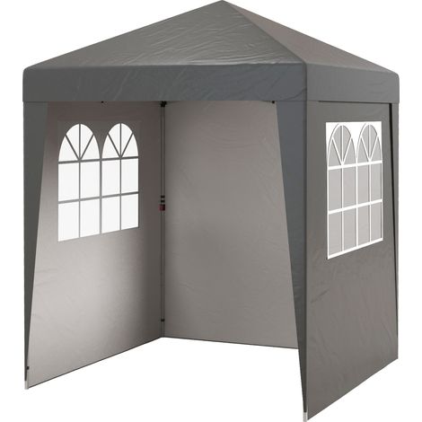 Barnum de jardin pop-up pliable réglable en hauteur protection UV 30+ 3 parois latérales gris