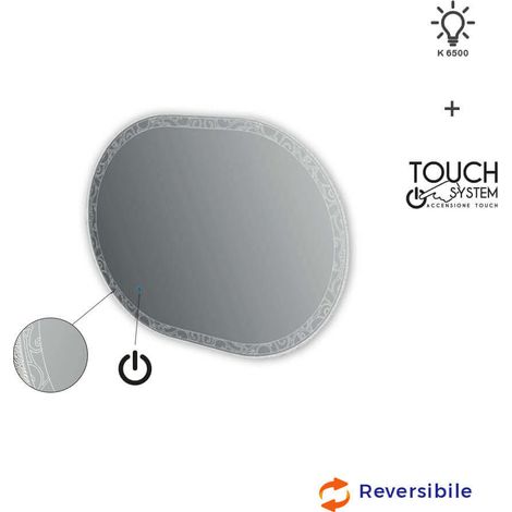 Specchio LED touch ovale con disegno intarsiato 75X100 (1/4)