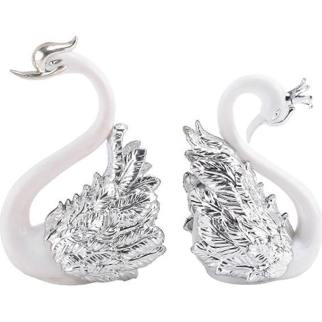 Lot de 2 figurines de cygnes décoratifs, décoration de gâteau cygne, décoration de voiture, décoration de mariage à domicile (1/5)