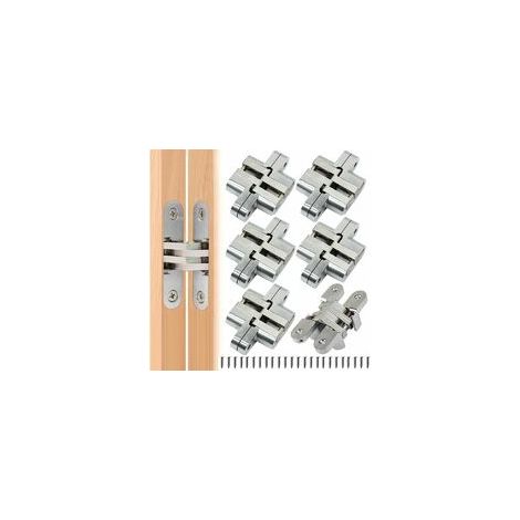 6 pièces Pliante Charnière cachée Croix charnières, Fermeture Charnière Invisible, Armoire Cintrées Charnières, Meubles Porte Coin Plié en Acier Installation Facile pour Porte Placard Meubles (1/5)