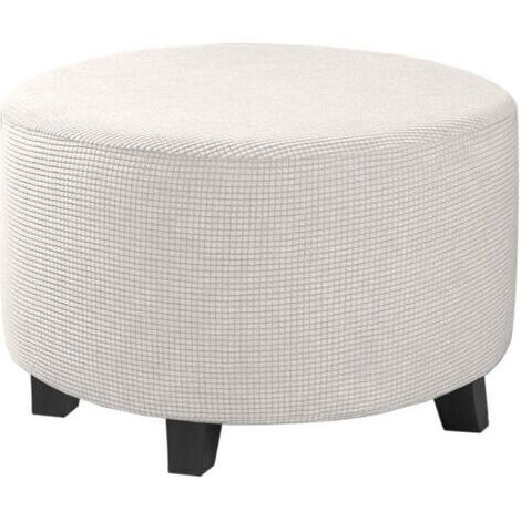 Sollbry Housse de Tabouret Rond en Velours Extensible, Amovible et Lavable avec Base élastique, Protection Douce Contre la poussière pour Repose-Pieds (Lot de 1, Blanc) (1/3)