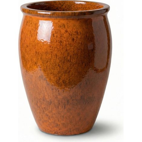 Provencelia Pflanzkübel Bacchus Ø50 cm Höhe 68 cm frostbeständig, keramisch, handgefertigt, Herbstorange (1/2)