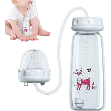 Set mit 2 Glasbechern mit Bambusdeckel und Strohhalm, 500 ml – mit Schleifenmuster, auslaufsicher, blau/rosa (1/5)