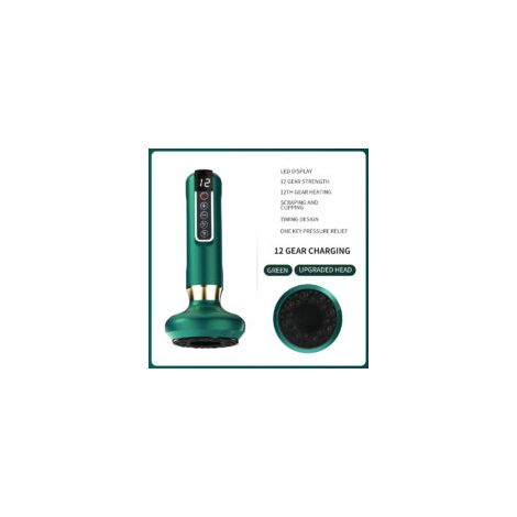 Appareil de massage anti-cellulite par ventouses, 12 niveaux de réglage, portable, pour le ventre et les cuisses (vert)-Crezuo