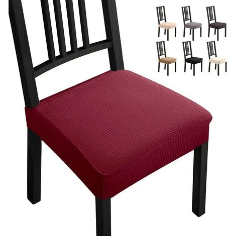 Stuhlhussen 4 Stück Jacquard elastisch bi-Stretch Rotwein (1/5)