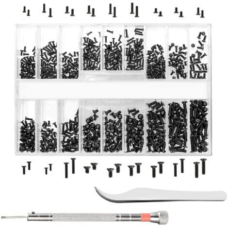 630 Pcs Kit de Vis de Réparation Micro, 18 Tailles Micro Visserie avec un Tournevis et une Pince à épiler, pour Réparation Eyewear, Montre, Ordinateur, Phillips, Acier inoxydable (1/5)
